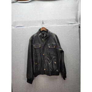 Carbon Mens Black Faux Leather Jacket XL